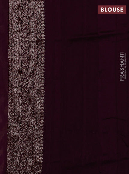 Banarasi semi raw silk saree wine shade with allover thread & zari weaves and woven border