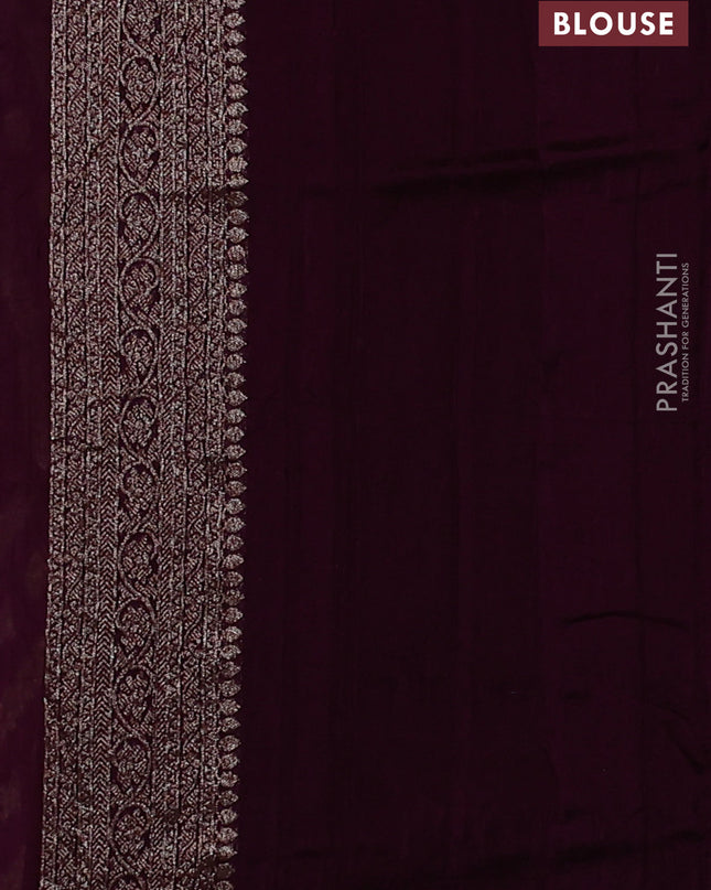 Banarasi semi raw silk saree wine shade with allover thread & zari weaves and woven border