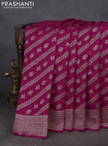 Banarasi semi raw silk saree pink with allover thread & zari weaves and woven border