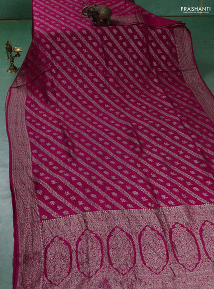 Banarasi semi raw silk saree pink with allover thread & zari weaves and woven border
