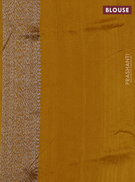 Banarasi semi raw silk saree mustard yellow with allover thread & zari weaves and woven border