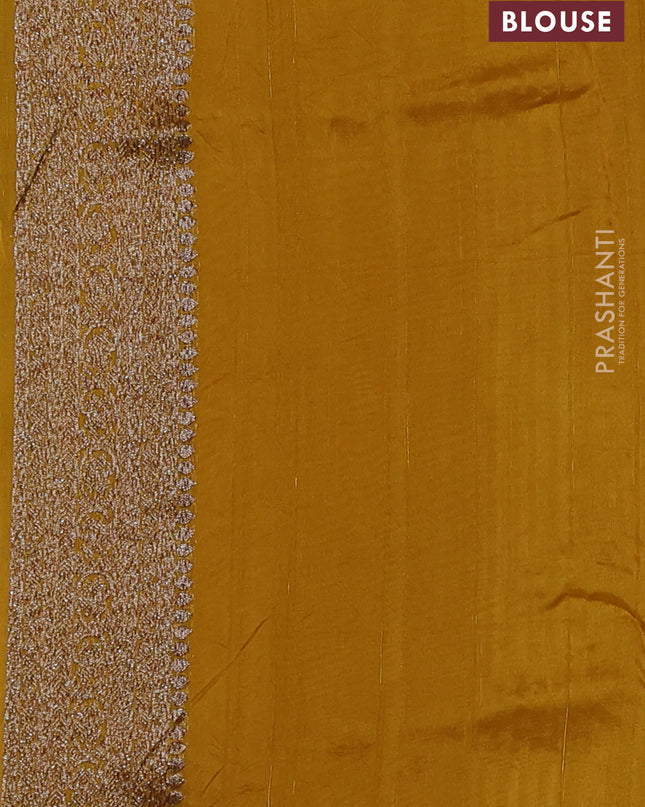 Banarasi semi raw silk saree mustard yellow with allover thread & zari weaves and woven border