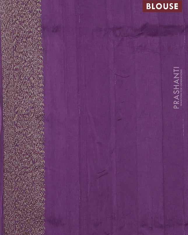 Banarasi semi raw silk saree lavender with woven buttas and woven border