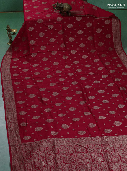 Banarasi semi raw silk saree red with woven buttas and woven border