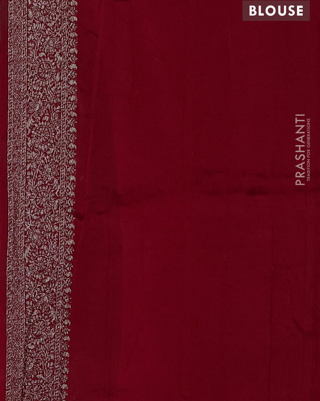 Banarasi semi raw silk saree red with woven buttas and woven border