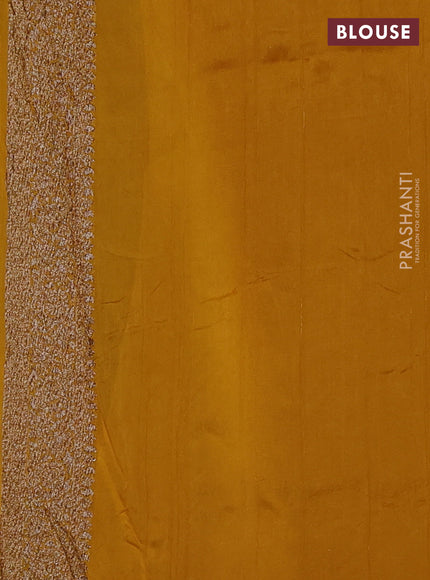 Banarasi semi raw silk saree mustard yellow with woven buttas and woven border