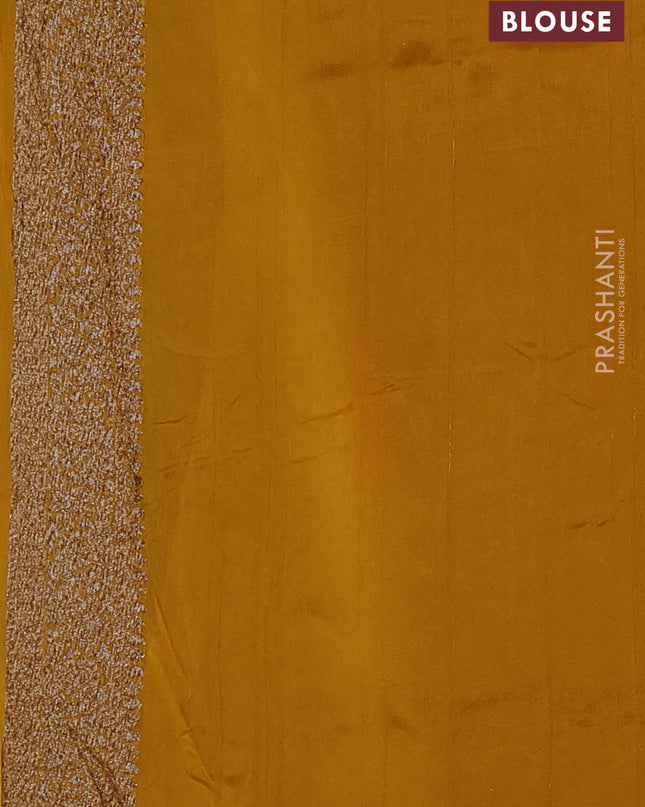 Banarasi semi raw silk saree mustard yellow with woven buttas and woven border