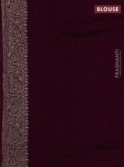 Banarasi semi raw silk saree wine shade with woven buttas and woven border