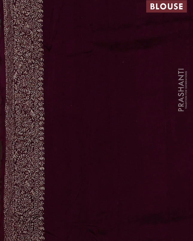 Banarasi semi raw silk saree wine shade with woven buttas and woven border