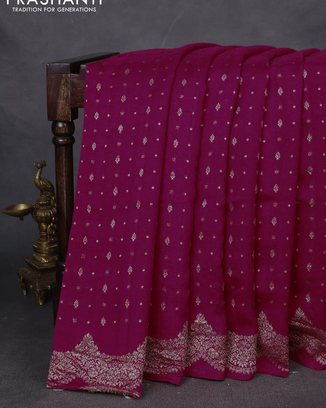 Banarasi semi raw silk saree pink with woven buttas and woven border