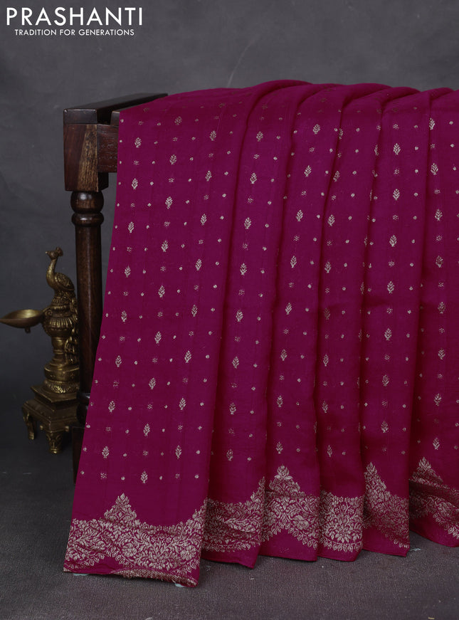 Banarasi semi raw silk saree pink with woven buttas and woven border