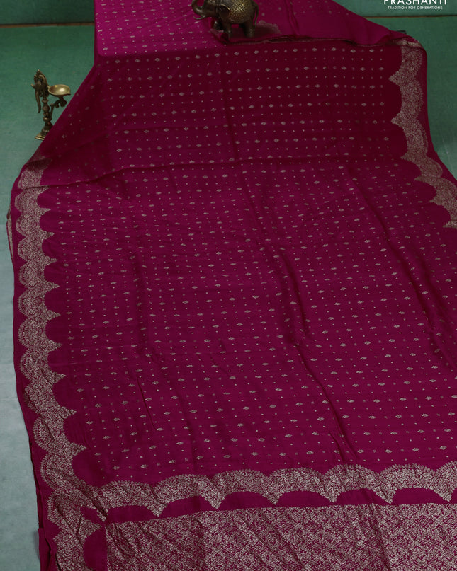Banarasi semi raw silk saree pink with woven buttas and woven border