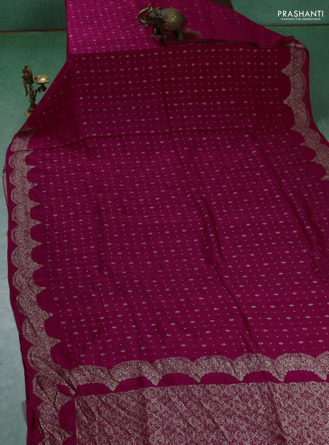 Banarasi semi raw silk saree pink with woven buttas and woven border