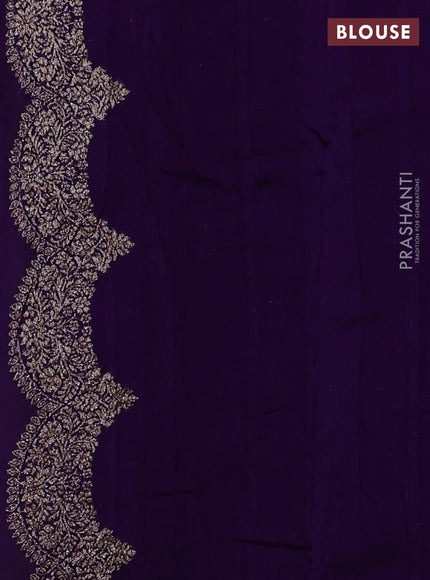Banarasi semi raw silk saree violet with woven buttas and woven border