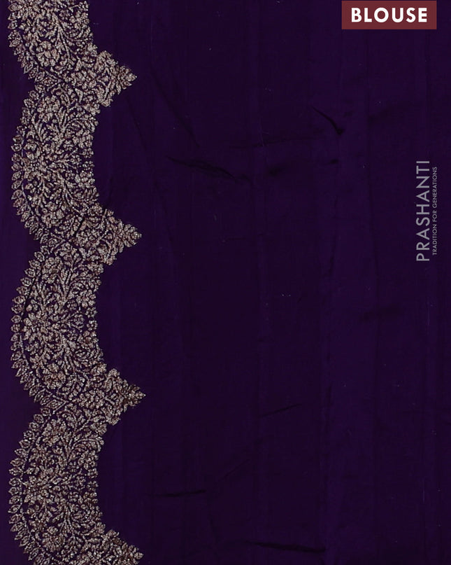 Banarasi semi raw silk saree violet with woven buttas and woven border