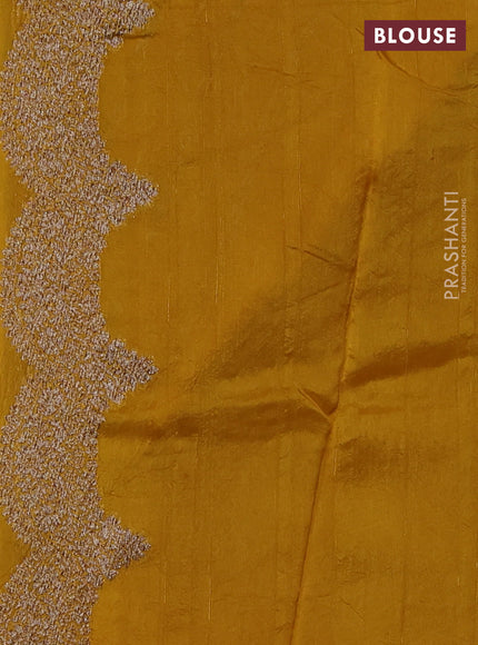 Banarasi semi raw silk saree mustard yellow with woven buttas and woven border