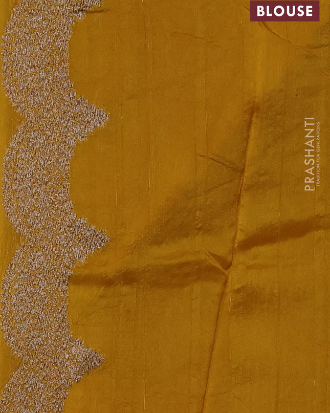 Banarasi semi raw silk saree mustard yellow with woven buttas and woven border