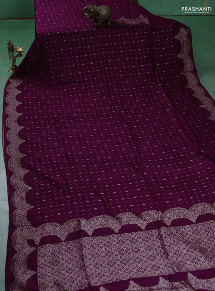 Banarasi semi raw silk saree wine shade with woven buttas and woven border