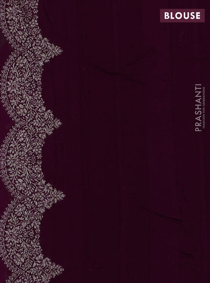 Banarasi semi raw silk saree wine shade with woven buttas and woven border