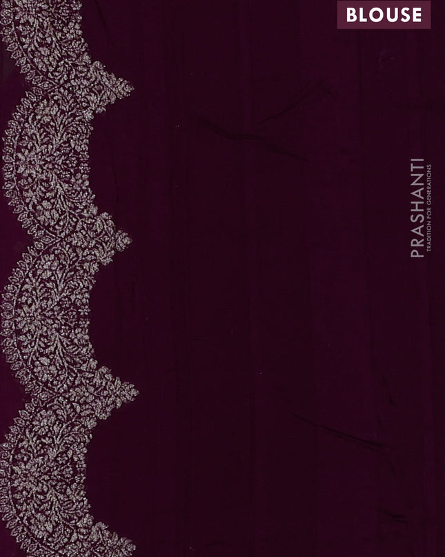Banarasi semi raw silk saree wine shade with woven buttas and woven border