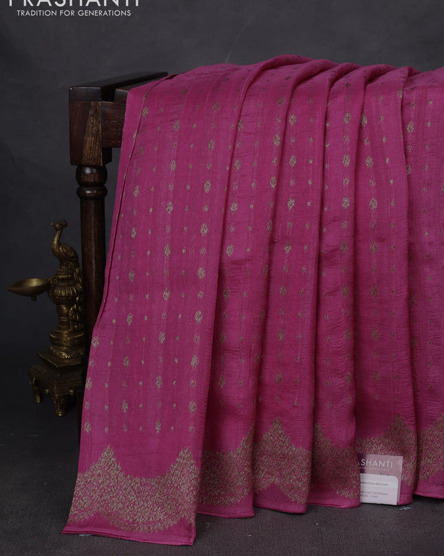 Banarasi semi raw silk saree pink with woven buttas and woven border