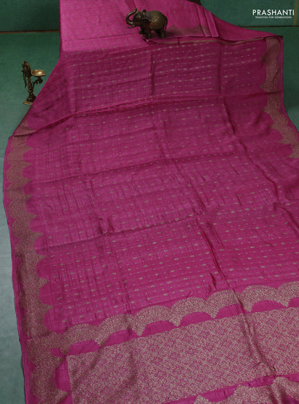 Banarasi semi raw silk saree pink with woven buttas and woven border
