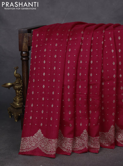 Banarasi semi raw silk saree red with woven buttas and woven border
