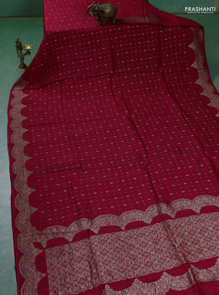 Banarasi semi raw silk saree red with woven buttas and woven border