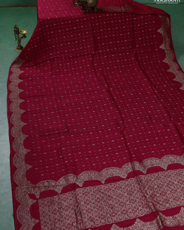 Banarasi semi raw silk saree red with woven buttas and woven border