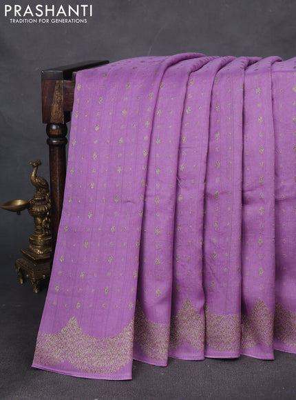 Banarasi semi raw silk saree lavender with woven buttas and woven border