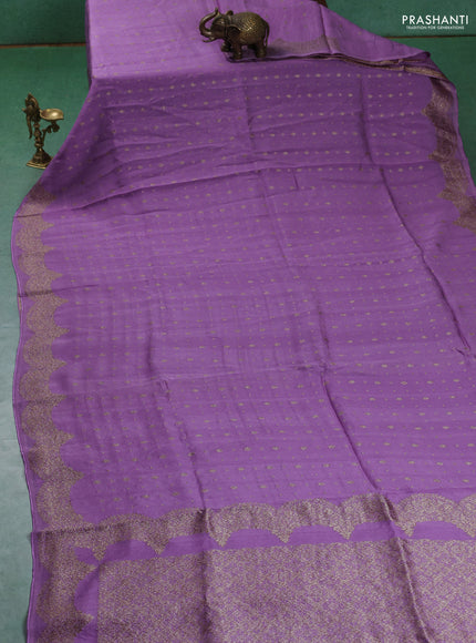 Banarasi semi raw silk saree lavender with woven buttas and woven border