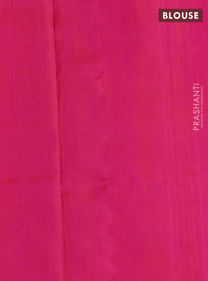 Venkatagiri silk saree dual shade of pinkish orange with silver zari woven buttas in borderless style