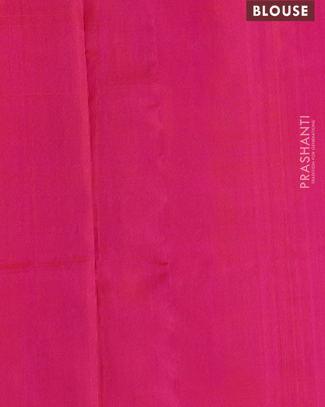 Venkatagiri silk saree dual shade of pinkish orange with silver zari woven buttas in borderless style