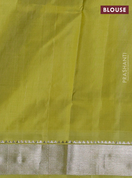 Venkatagiri silk saree lime yellow with silver zari woven buttas and silver zari woven border