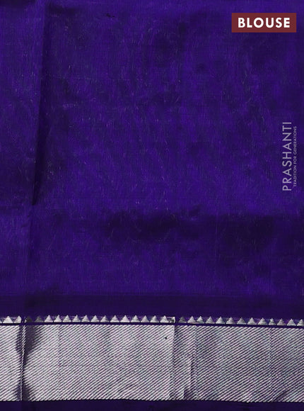 Venkatagiri silk saree blue with silver zari woven buttas and silver zari woven border