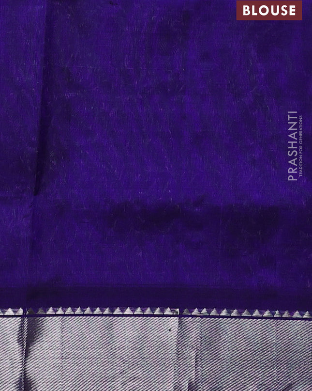 Venkatagiri silk saree blue with silver zari woven buttas and silver zari woven border