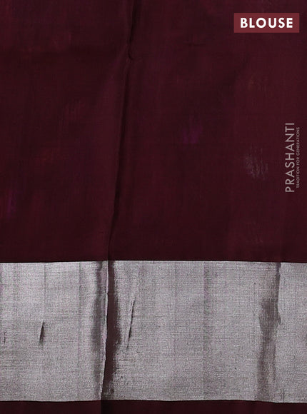 Venkatagiri silk saree dual shade of pinkish orange and deep maroon with silver & gold zari woven buttas and silver zari woven border