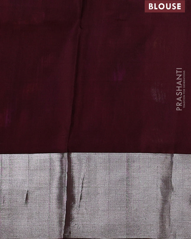 Venkatagiri silk saree dual shade of pinkish orange and deep maroon with silver & gold zari woven buttas and silver zari woven border