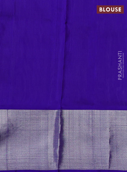 Venkatagiri silk saree pista green and blue with allover jamdhani weaves and silver zari woven border