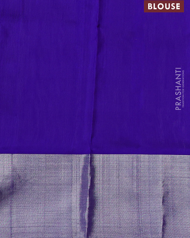 Venkatagiri silk saree pista green and blue with allover jamdhani weaves and silver zari woven border