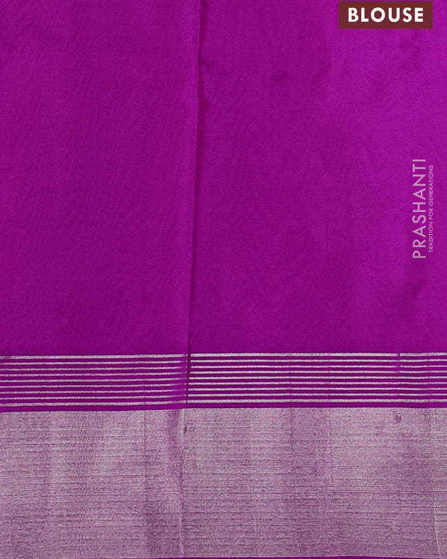 Venkatagiri silk saree candy pink and purple with silver zari woven buttas and silver zari woven border