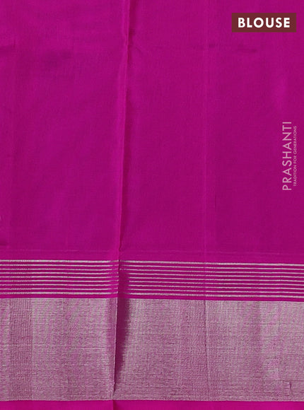 Venkatagiri silk saree blue and pink with silver zari woven buttas and silver zari woven border