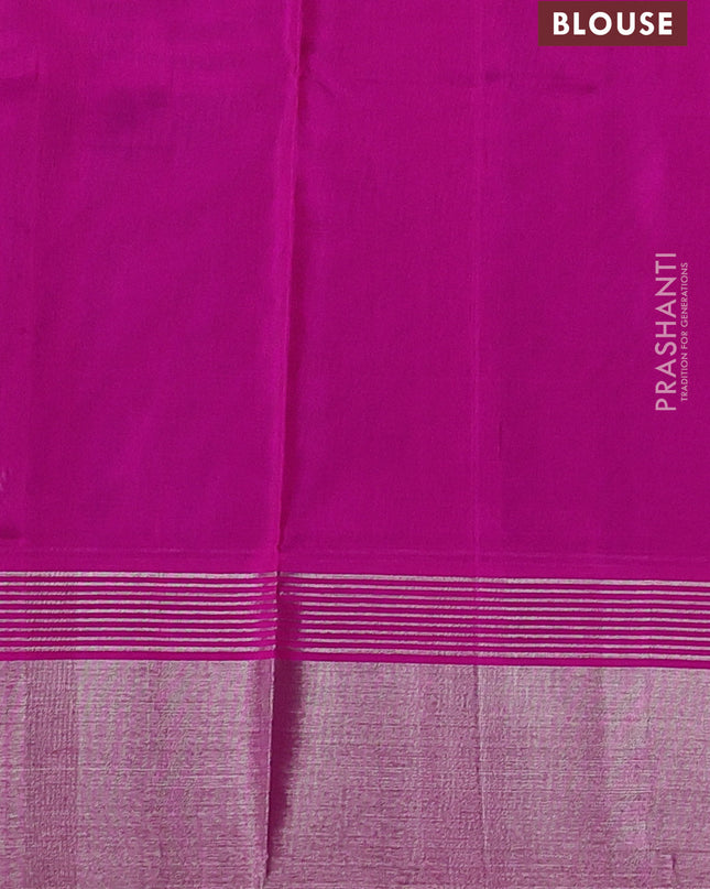 Venkatagiri silk saree blue and pink with silver zari woven buttas and silver zari woven border