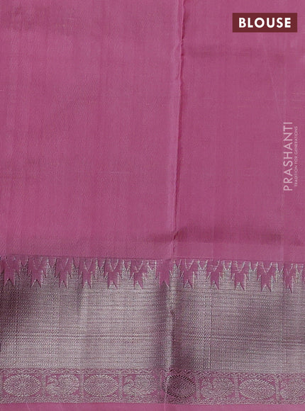 Venkatagiri silk saree light pink with allover silver & gold zari checked pattern and silver zari woven border