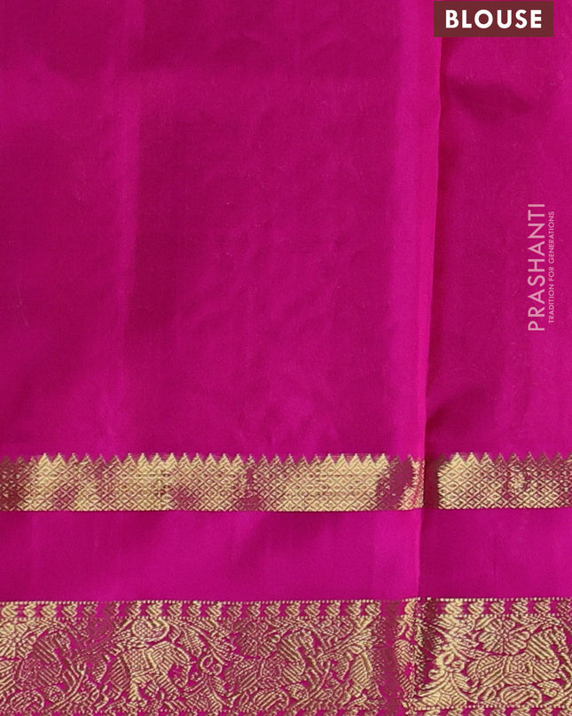 Venkatagiri silk saree green and pink with allover zari checks & buttas and rettapet zari woven border