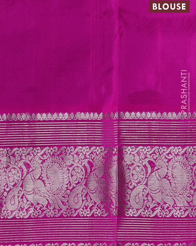 Venkatagiri silk saree blue and purple with allover silver zari woven buttas and silver zari woven border