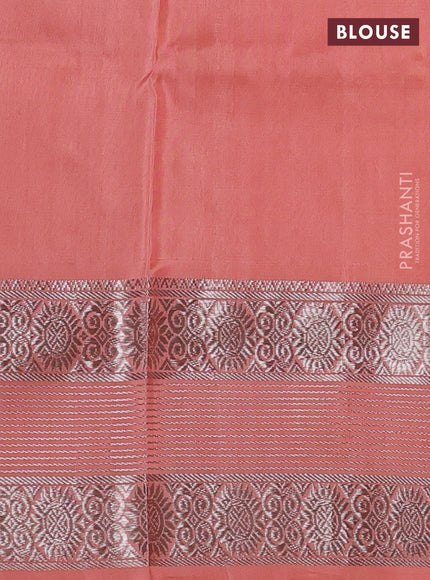 Venkatagiri silk saree peach shade with allover silver zari woven buttas and silver zari woven border