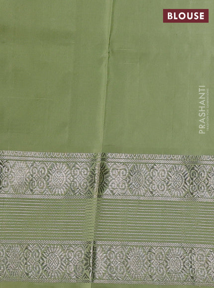 Venkatagiri silk saree pista green with allover silver zari woven buttas and silver zari woven border