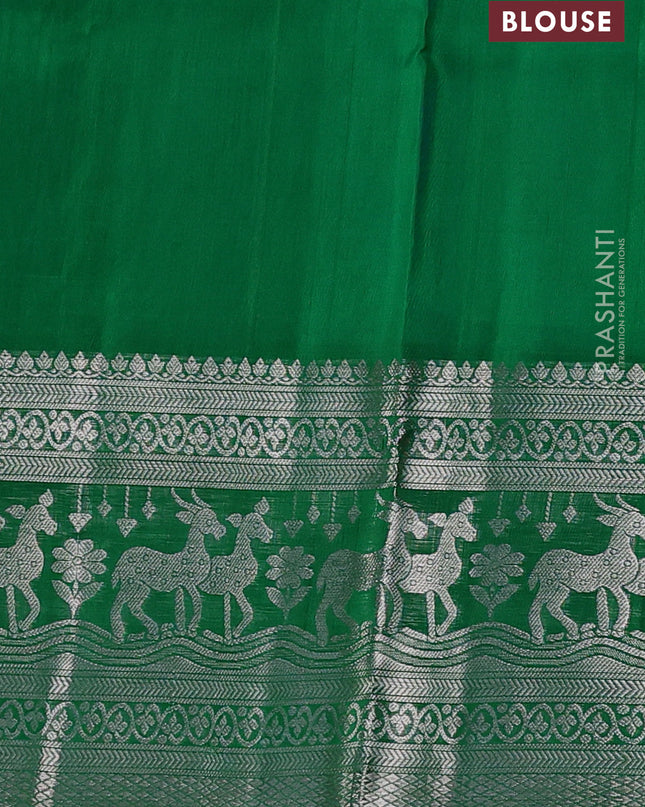 Venkatagiri silk saree light blue and green with silver zari woven buttas and long silver zari woven border