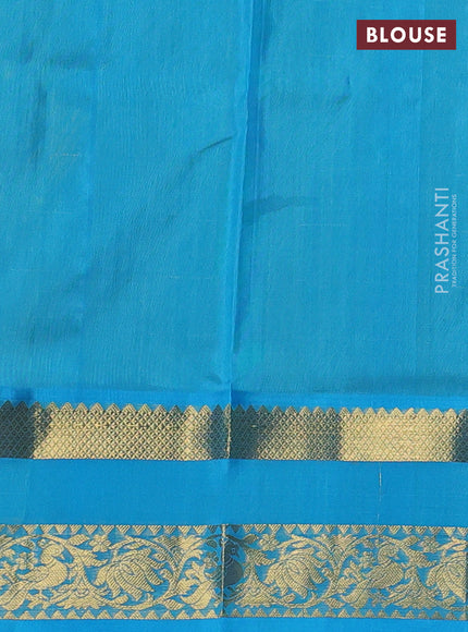 Venkatagiri silk saree lime yellow and teal blue with allover zari checks & buttas and rettapet zari woven border